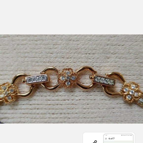 Retired Daniel Swarovski Signed Wedding Flower Rose Gold Crystal Necklace - Picture 5 of 8